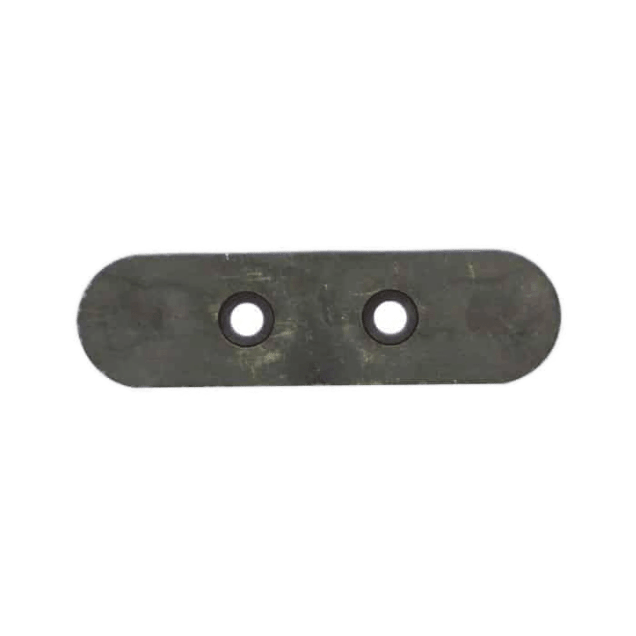 Oval metal plate with two center holes, designed to complement the PIERCE 400 Amp Fuse for optimal high-powered protection.