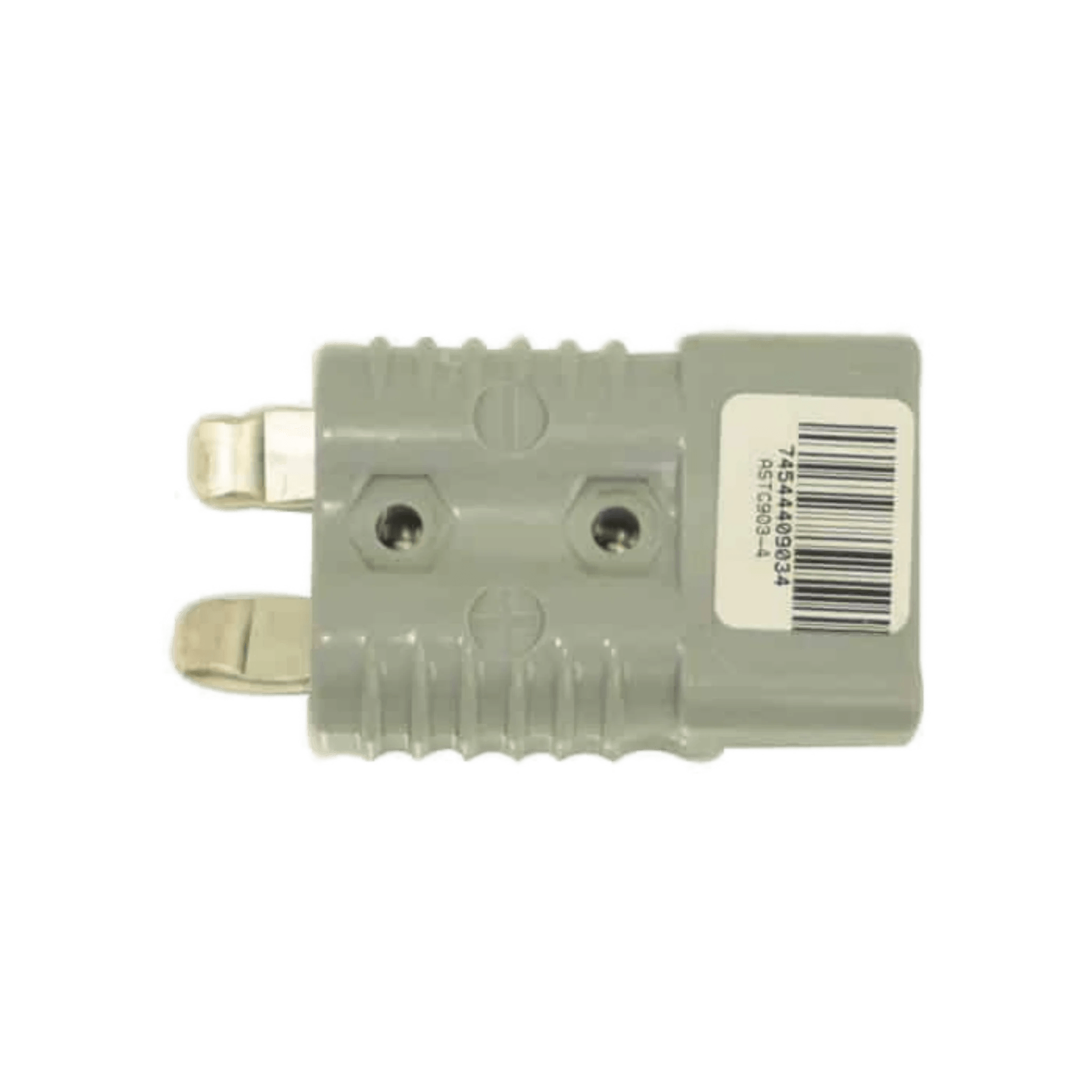 Gray electrical connector by PIERCE featuring metal terminals and a barcode, designed for easy integration with 4 Gauge Wire Connector.