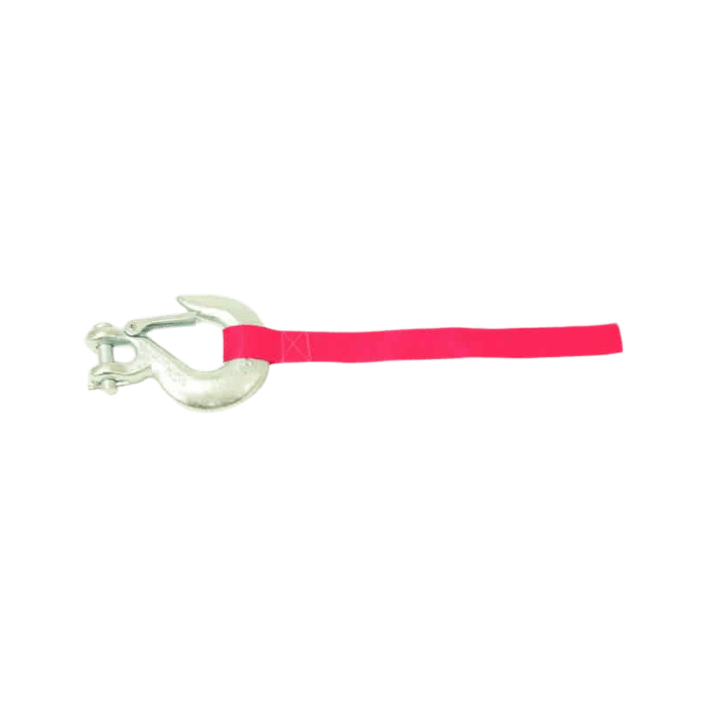 A PIERCE metal hook featuring a bright pink strap, specifically designed for compatibility with the 6,000 lb Recovery Winch, ensuring robust performance and reliability.