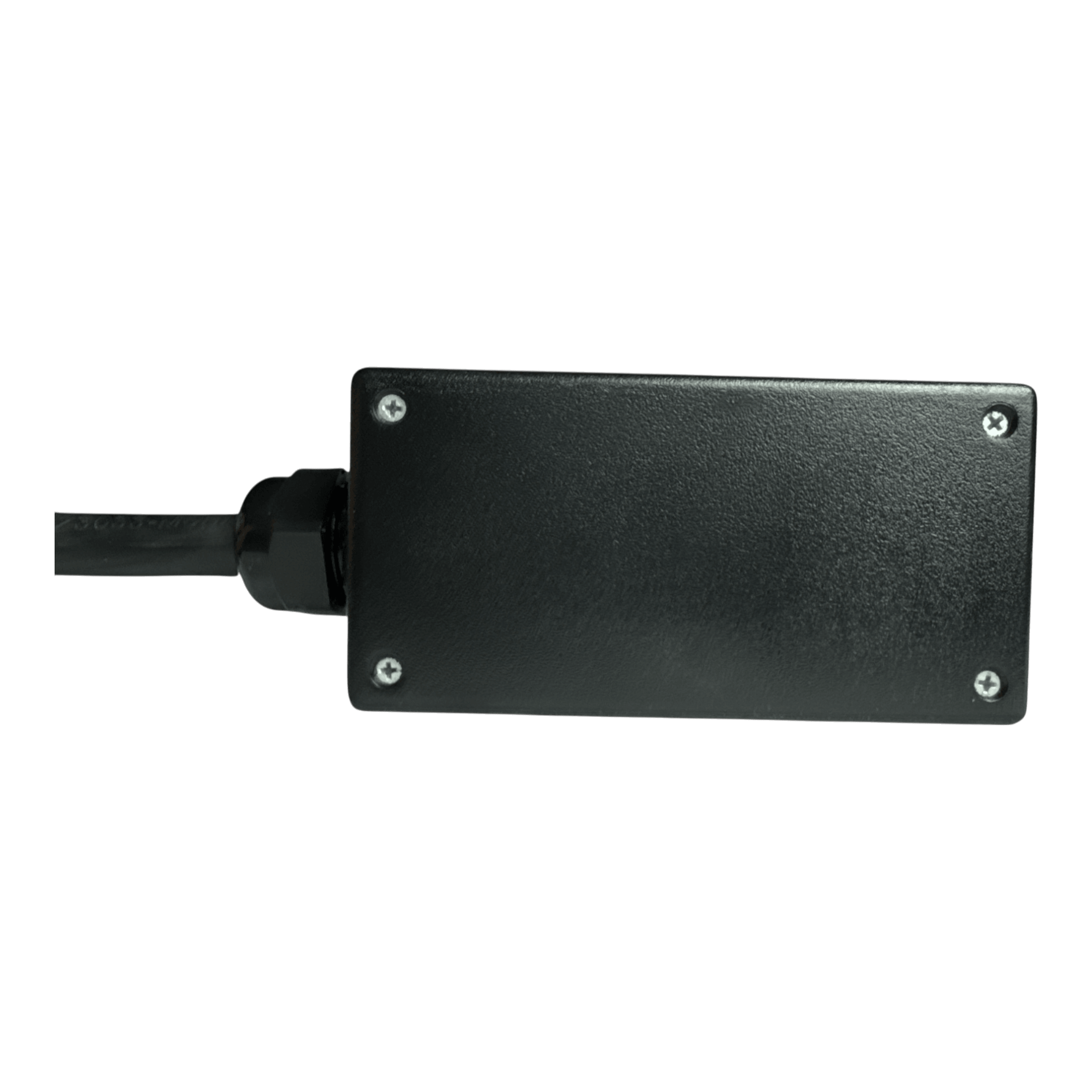 A black rectangular electronic device with a cable, set against a plain black background, the PIERCE 8 Function Wrecker Remote is designed for the towing industry and exemplifies innovative control solutions for heavy-duty applications.