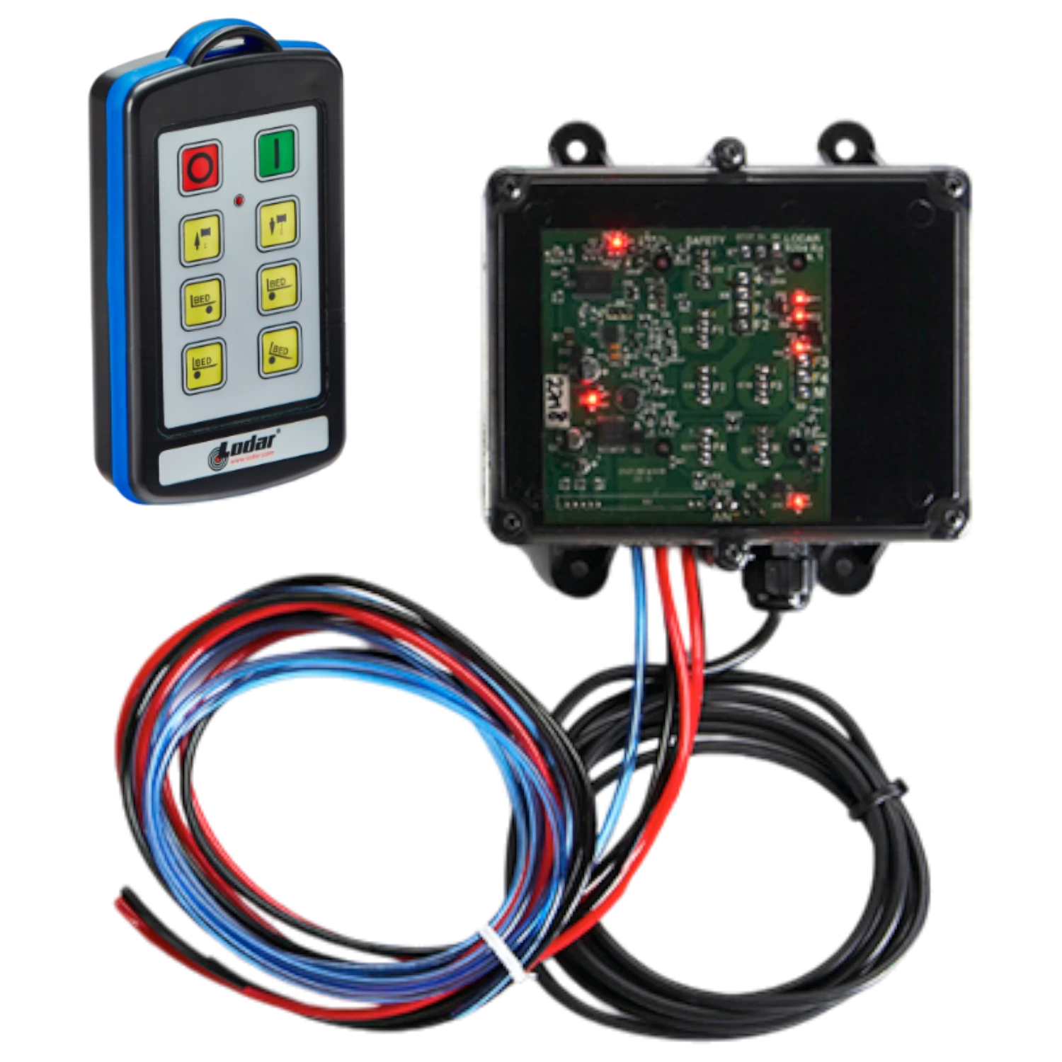 The Lodar LTD 6 Function IP Wireless Actuator Control System (92 Series, FET Air Receiver, No Actuators) offers a reliable black-box electronic circuit with remote and color-coded wires—ideal for wireless industrial control.