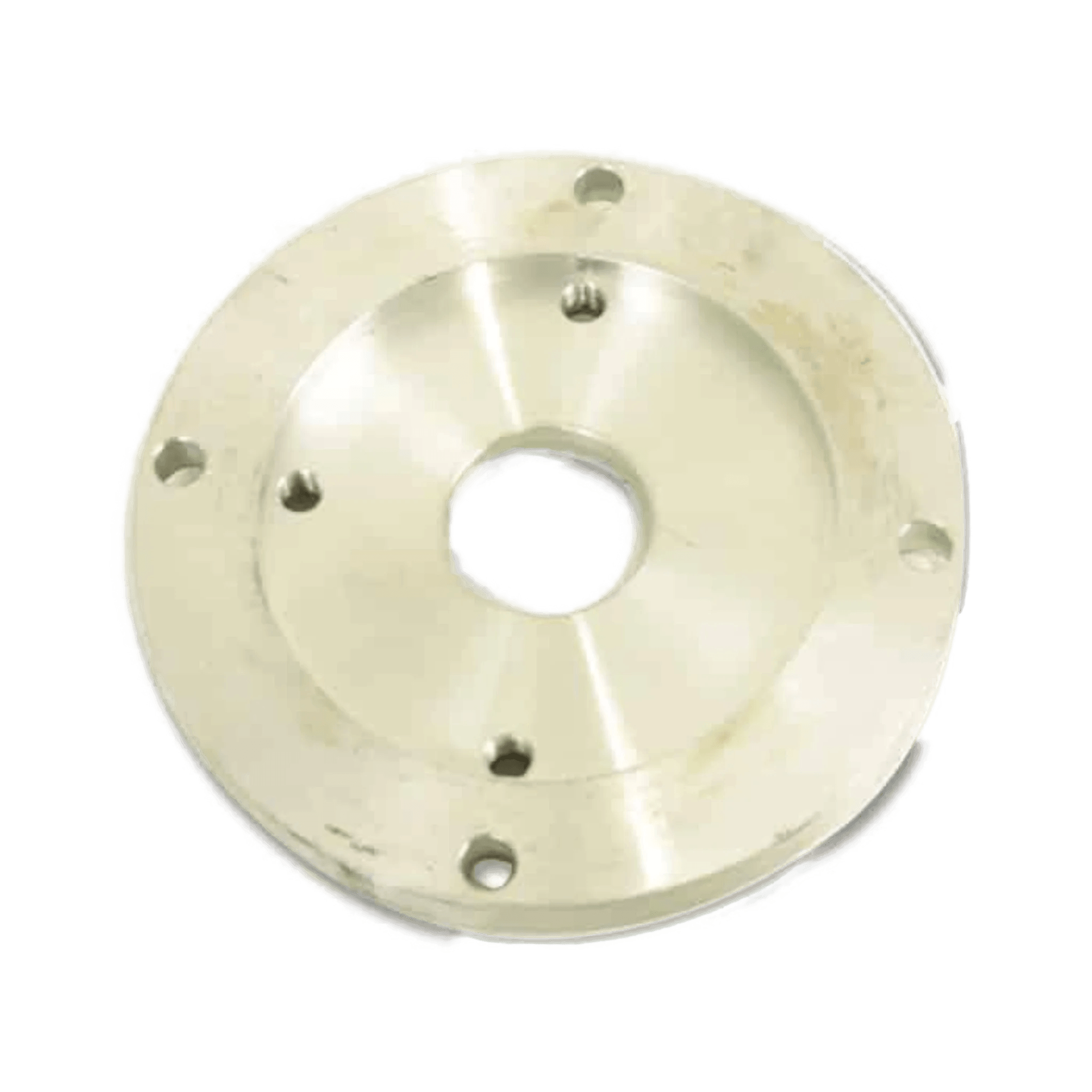 The PIERCE Aluminum Adapter for Electric Worm Gear Winches (110V) features a central hole and five perimeter holes, making it perfect for various applications.