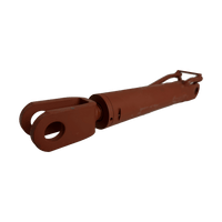 The OEM replacement cylinder, named "Fold Cylinder" by the brand PIERCE, is a rust-colored metal turnbuckle with a forked end and eyelet. It is isolated on a black background, highlighting its rugged design for wheel lift wrecker systems.
