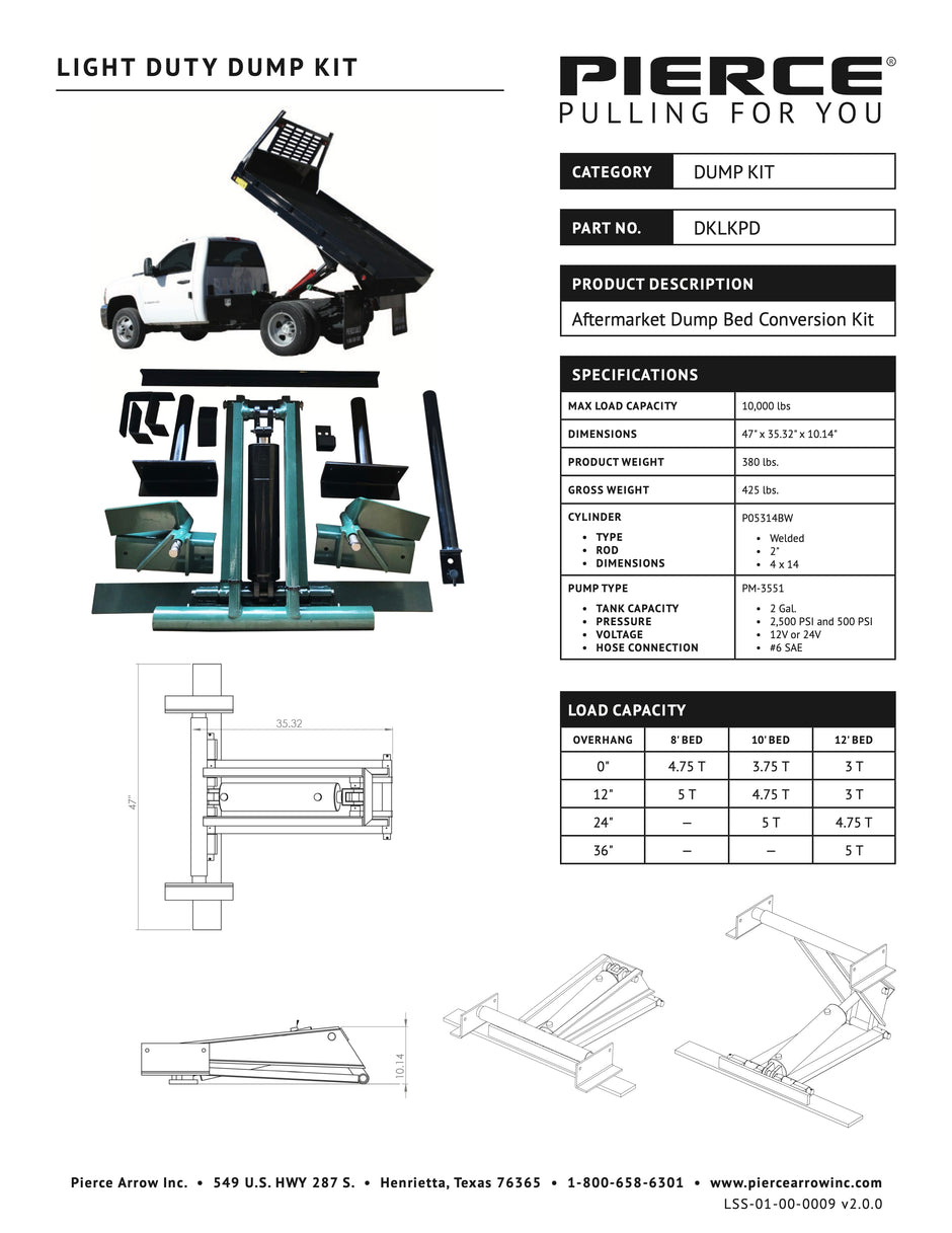 Light Duty Flat Bed Dump Kit