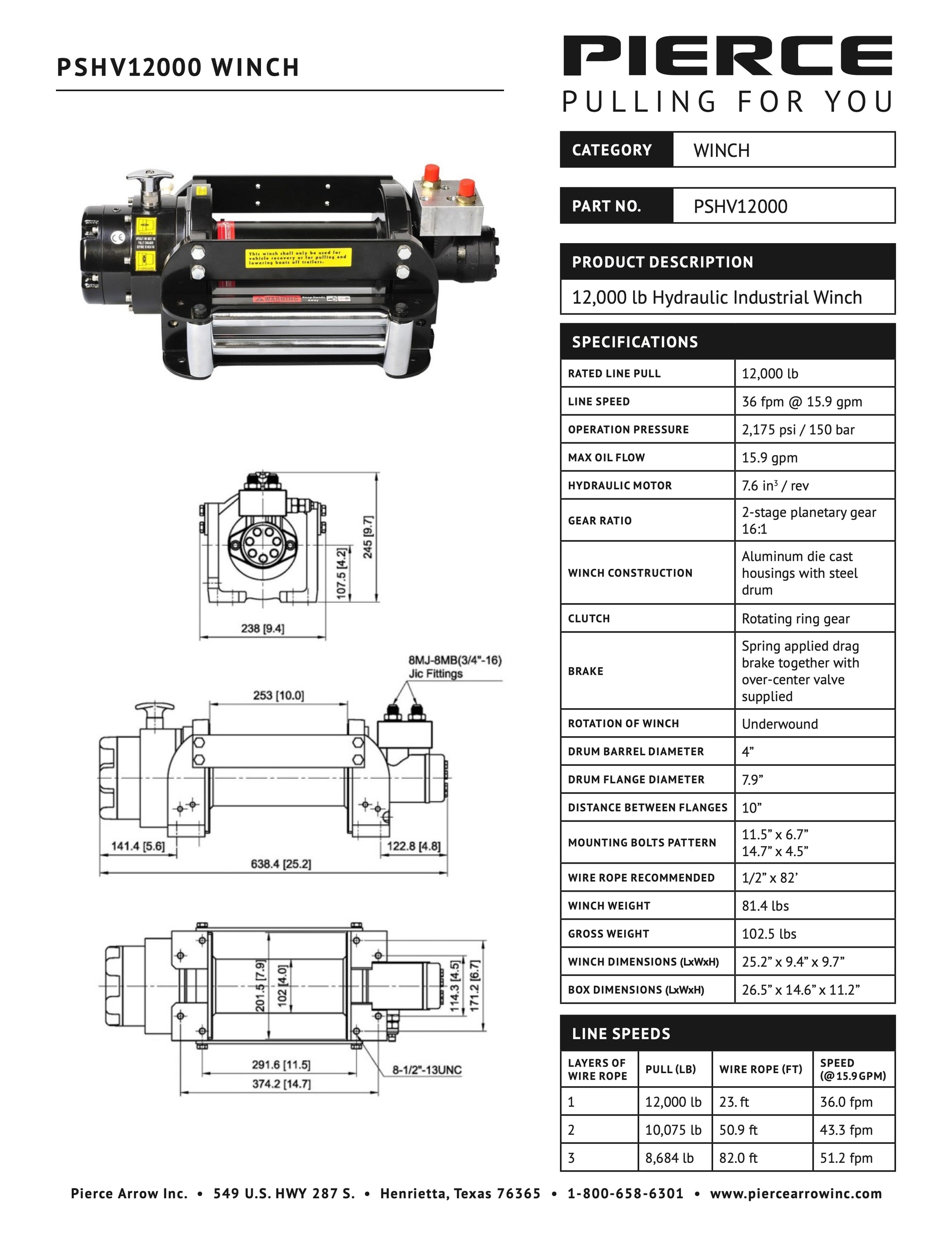 PSHV12000 Winch Spec Sheet