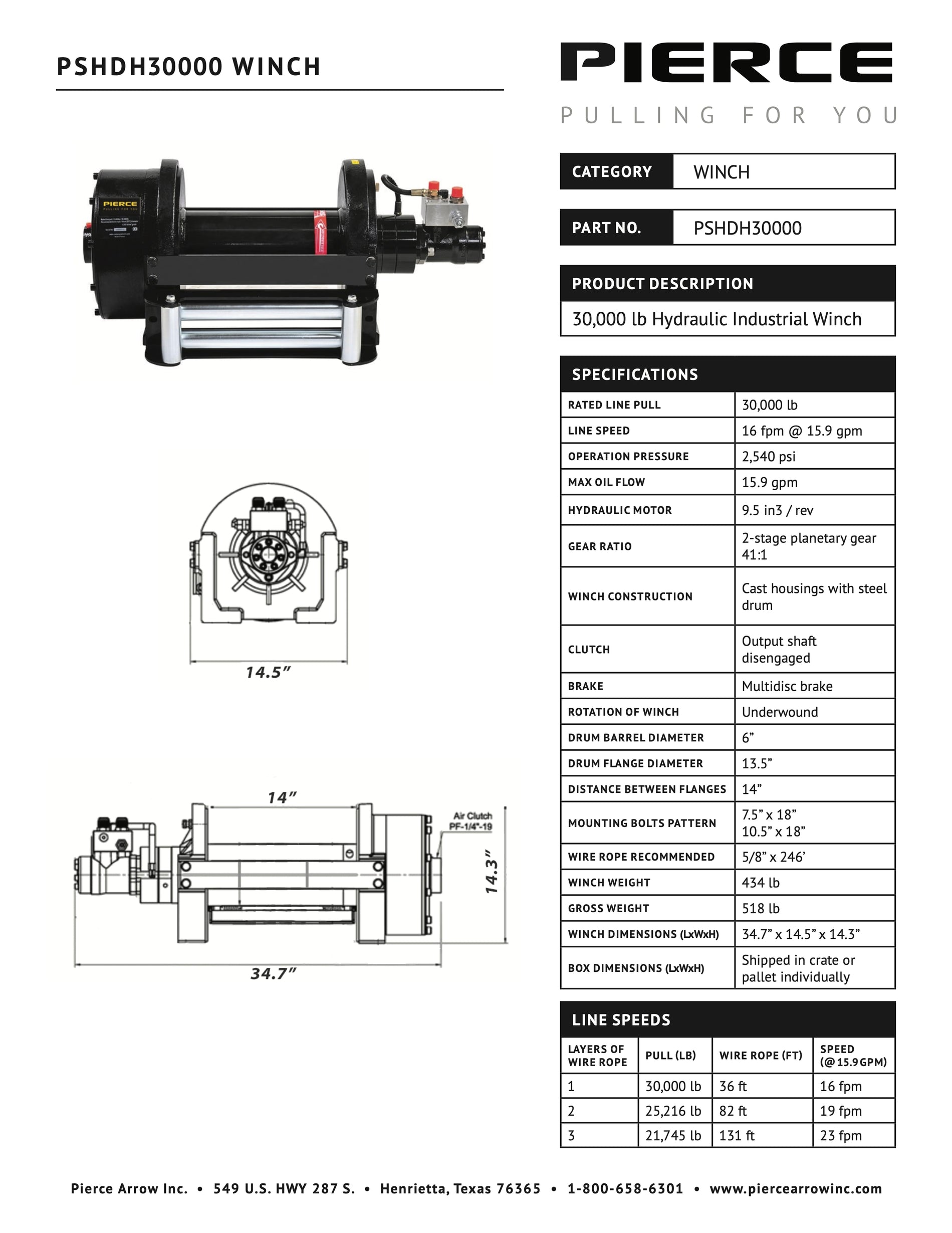 PSHDH30000 Winch Spec Sheet