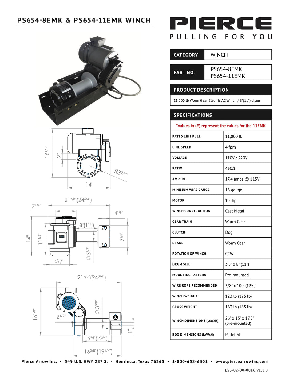 PS654-8EMK & PS654-11EMK Winch Spec sheet