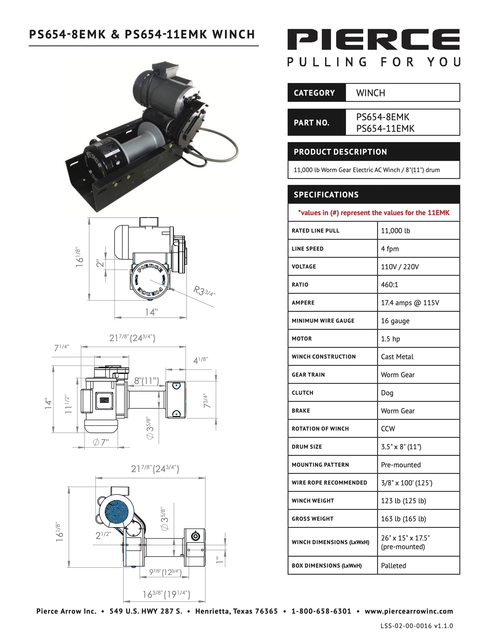 PS654-8EMK & PS654-11EMK Winch Spec sheet