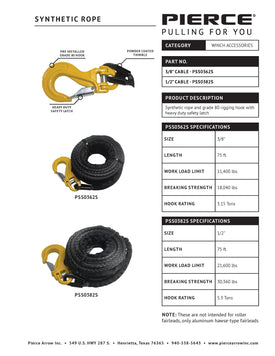 Synthetic Cable Spec Sheet