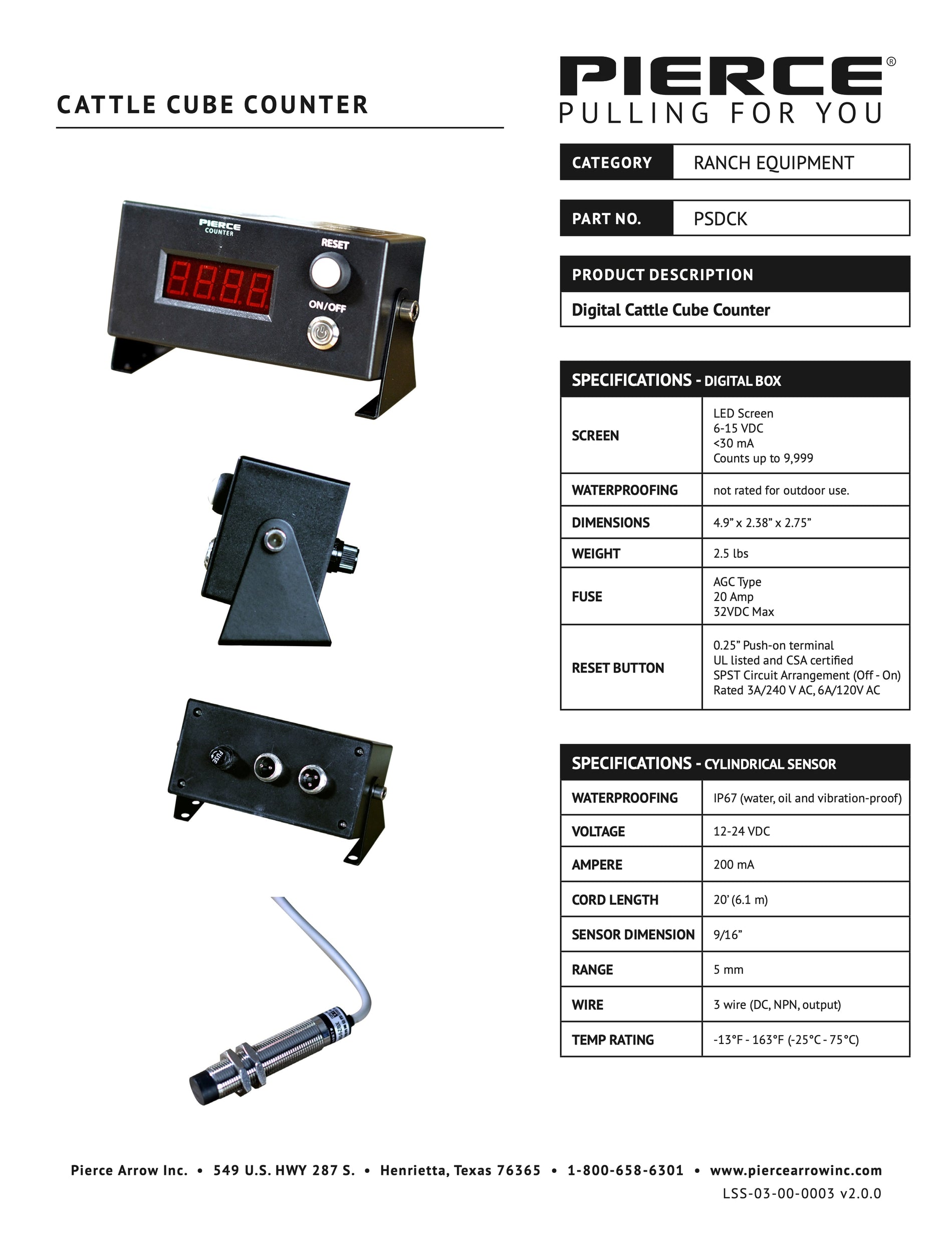 Cattle Cube Counter Spec Sheet