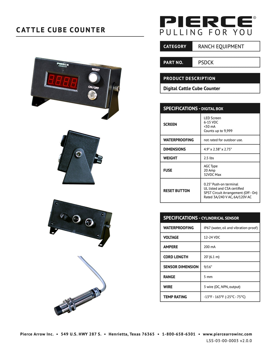 Cattle Cube Counter Spec Sheet