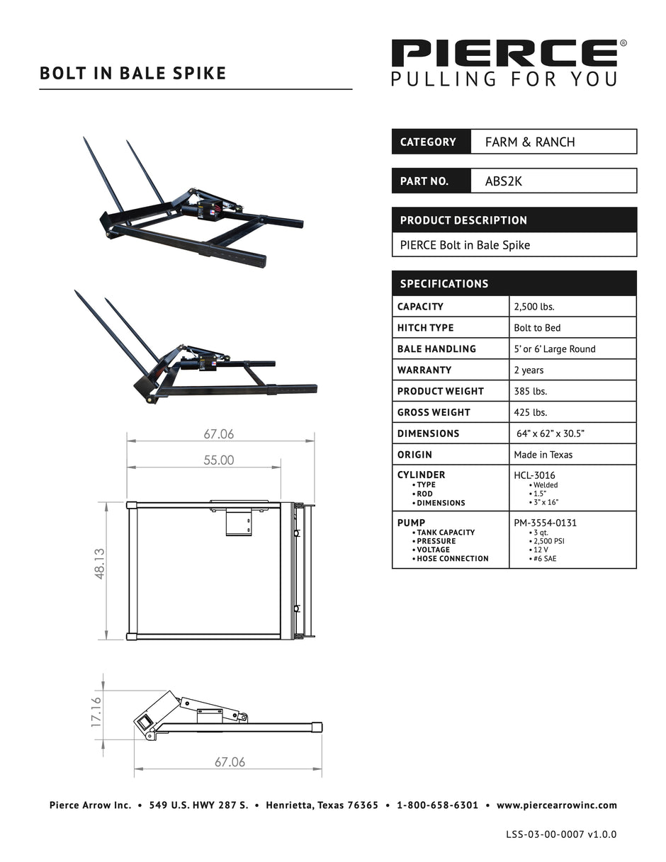 Bolt In Bale Spike Spec Sheet