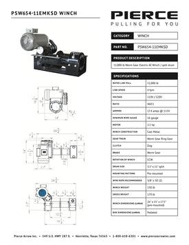 PSW654-11EMKSD Winch Spec Sheet