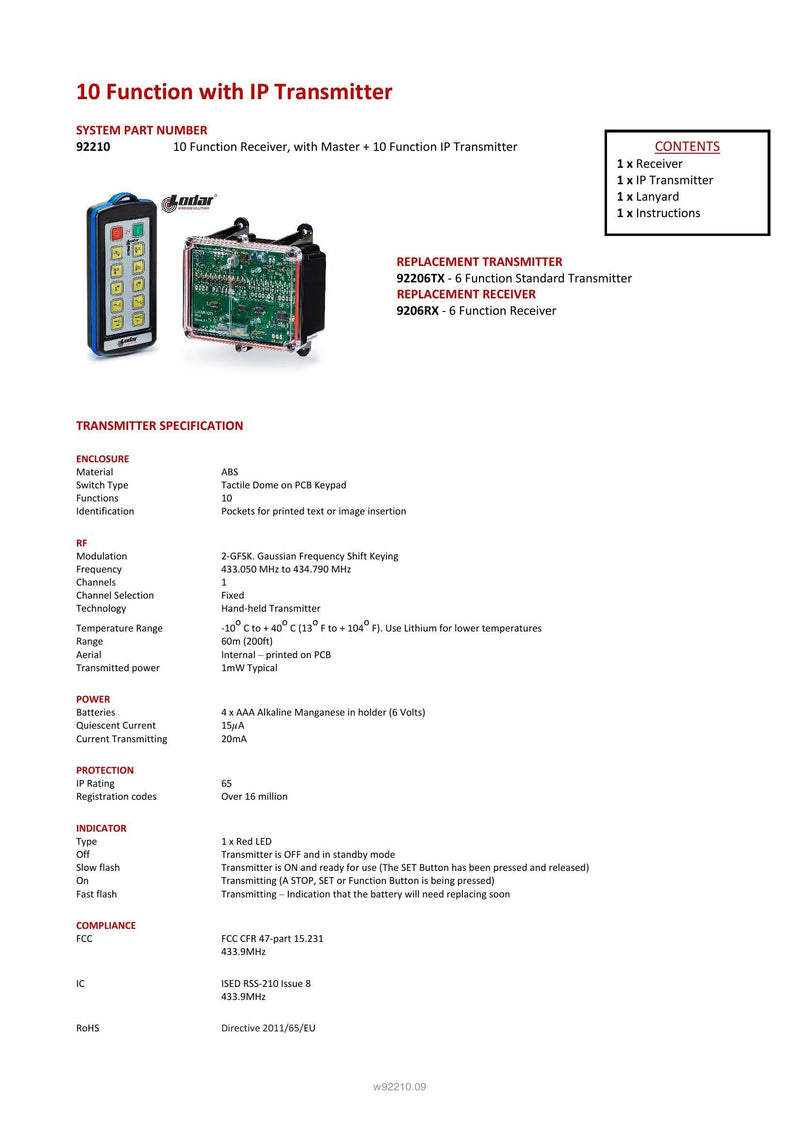 92210 - 10 Function with IP Transmitter — Page 1