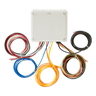 The Lodar Service 10 Function Lodar Replacement FET Air Receiver | 92 Series is a white electrical junction box with five colorful coiled wires, perfect for use as an OEM replacement or in wireless control systems.