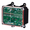 The transparent electronic circuit board, equipped with a master output feature, is enclosed in a clear plastic casing. Its design complements the sophisticated technology of the 10 Function Lodar Replacement FET Receiver from the 92 Series by Lodar LTD, all protected with an IP65 rating for superior durability.