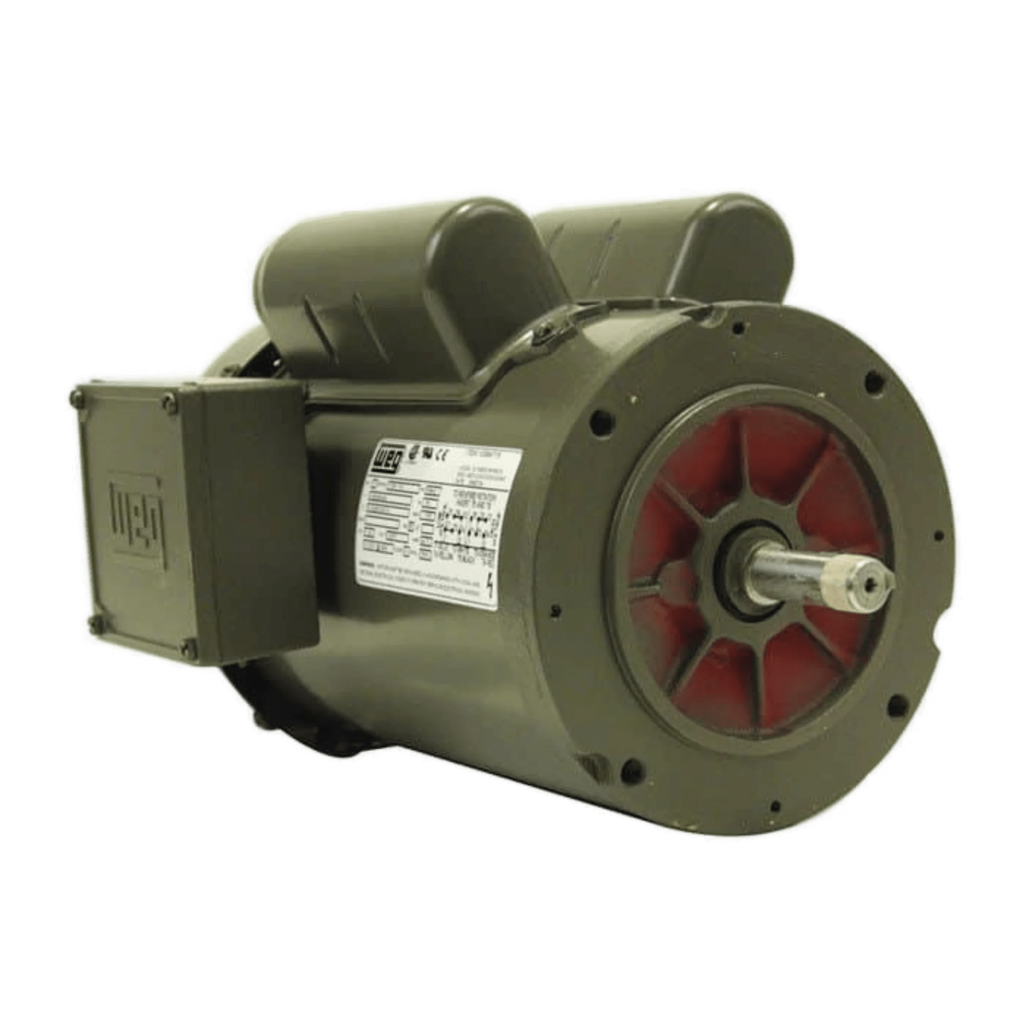 A 110V Green Electric Worm Gear Winch Motor, PIERCE brand, from the PS654-EK series features a red-shaft detail and is linked to a labeled junction box with a NEMA 56C mounting frame.
