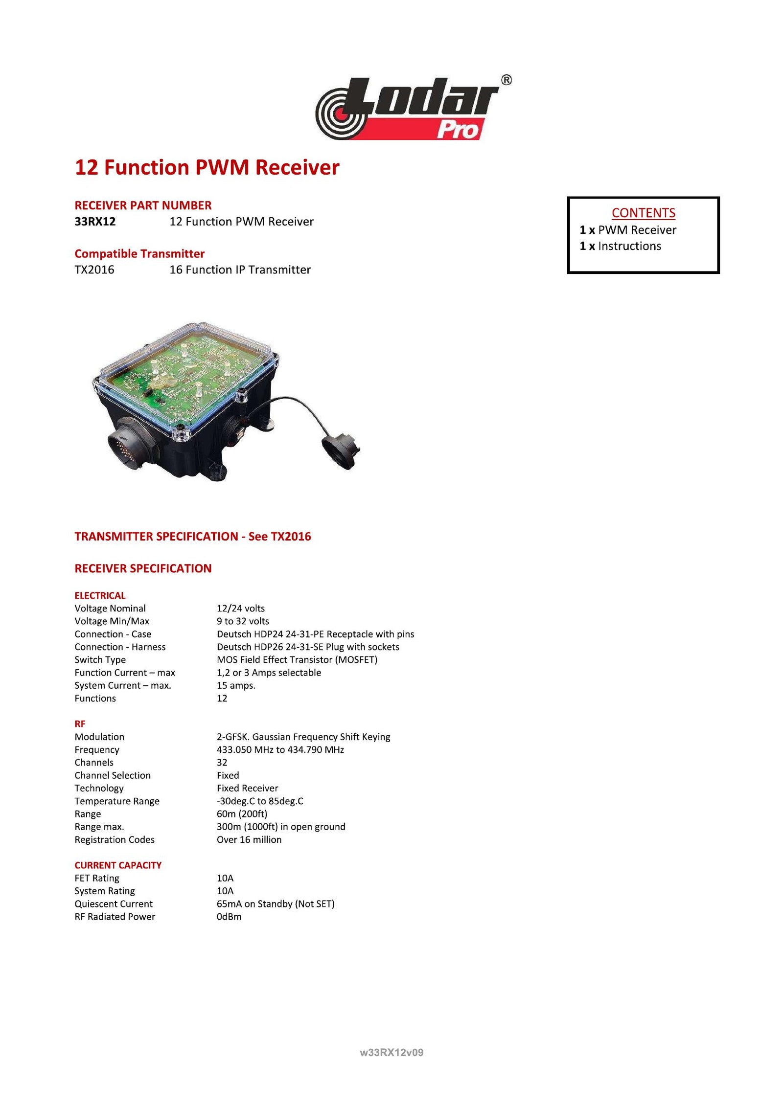 33RX12 - 12 Function PWM Receiver - Page 1