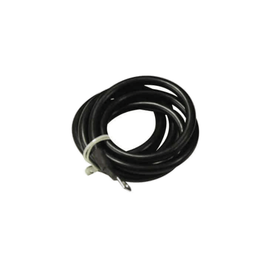 A black coil cable, perfect for the 12,000 lb Recovery Winch by Internal - Pierce Assembly Team, is secured with a white twist tie on a plain light background.