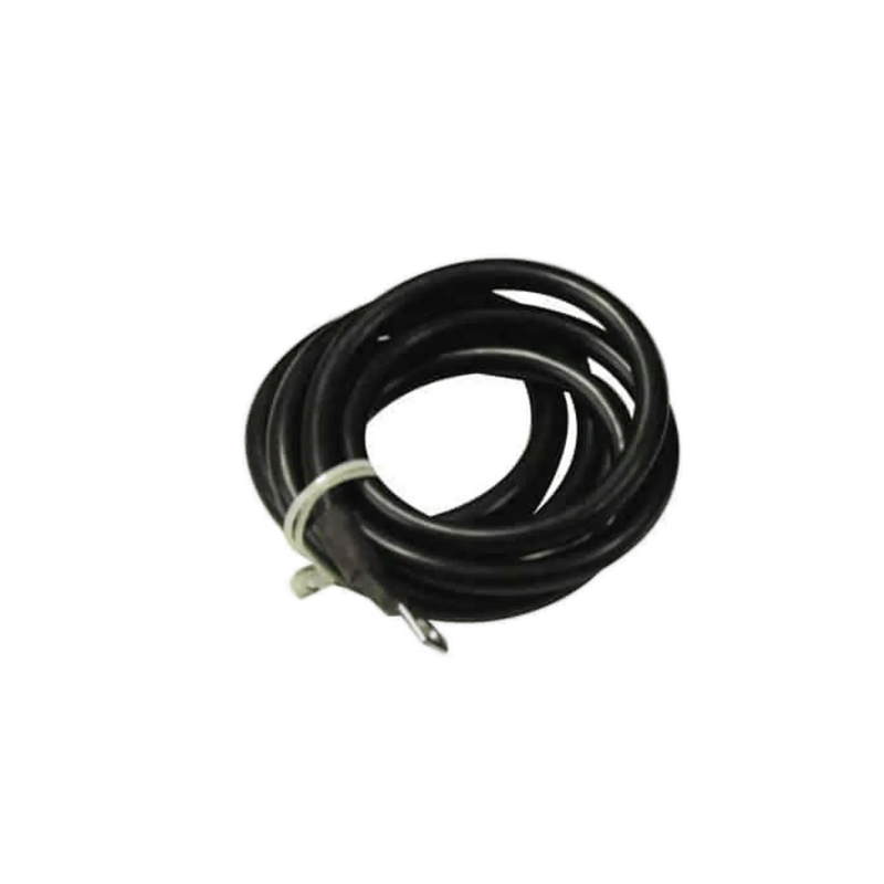 A black coil cable, perfect for the 12,000 lb Recovery Winch by Internal - Pierce Assembly Team, is secured with a white twist tie on a plain light background.