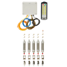 The Lodar Service 12 Function IP Wireless Actuator Control System (92 Series, FET Air Receiver) features remote control, wiring, and metal components arranged neatly in groups on a white background.