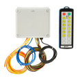 The Lodar Service 12 Function IP Wireless Actuator Control System (92 Series, FET Air Receiver, No Actuators) enables wireless valve control for heavy-duty pneumatic actuators via remote with buttons and multicolored wires.