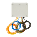 The Lodar Service 12 Function FET Air Receiver | 92 Series is a white electrical junction box with colorful, coiled wires extending from the bottom, designed as a replacement receiver for wireless air control systems.