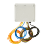 The Lodar Service 12 Function FET Air Receiver | 92 Series is a white electrical junction box with colorful, coiled wires extending from the bottom, designed as a replacement receiver for wireless air control systems.
