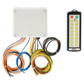 The Lodar Service 92 Series 16 Function IP Wireless Actuator Control System (FET Air Receiver, no actuators) includes colored cables and a black remote with multiple yellow buttons for wireless hydraulic equipment control.