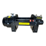 The PIERCE 18,000 lb Hydraulic Recovery Winch is black with yellow safety instructions, featuring a strong planetary gear system and PIERCE branding, displayed against a white background.