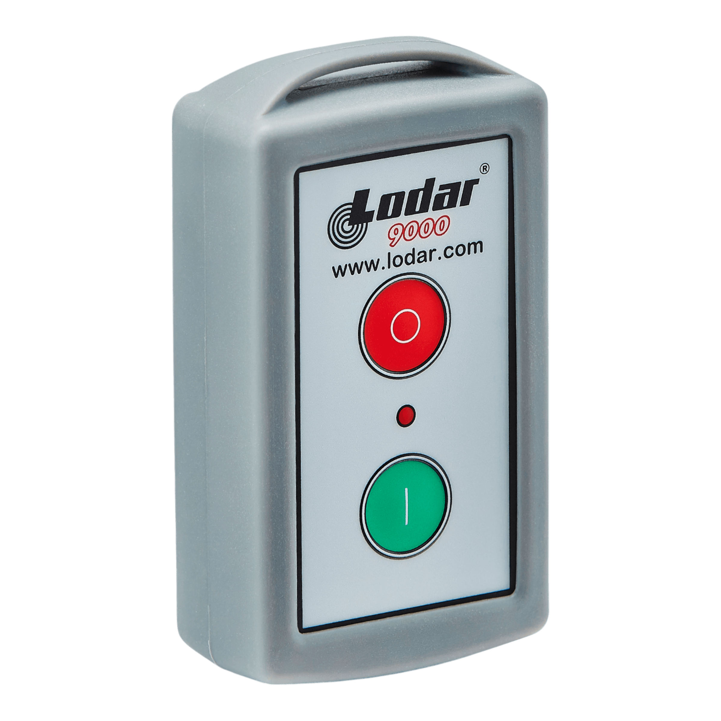Lodar LTD offers the 1 Function Lodar Replacement Standard Transmitter for the 11 Series, featuring an on/off function with a red button on top and a green button below.