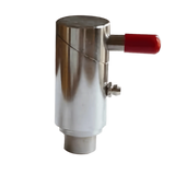 The PIERCE ¾" Twist Lock Plunger Latch features a metallic cylindrical design with a red lever handle and self-locking mechanism, shown isolated on a white background.
