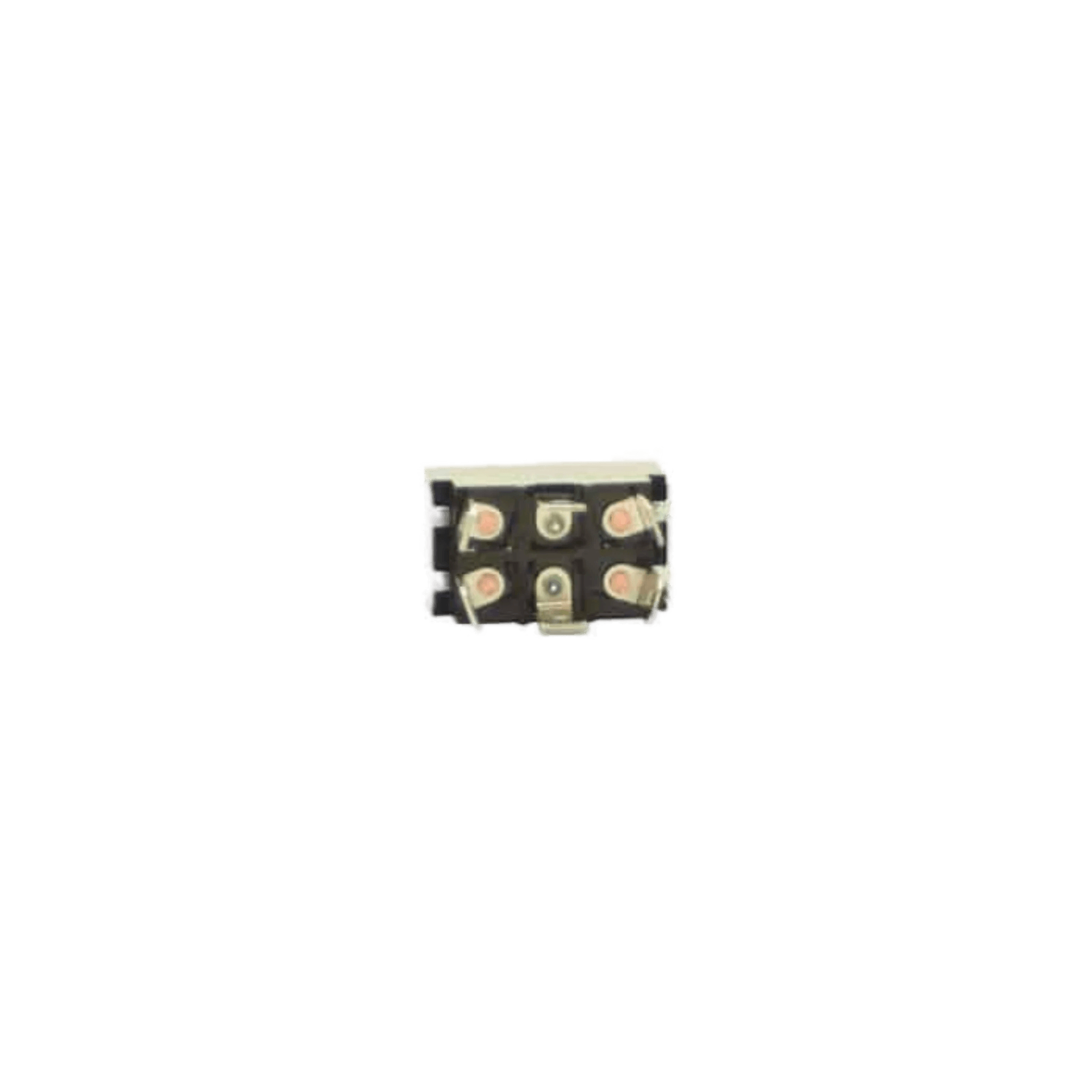 A compact, rectangular electronic component by PIERCE resembling a 2-Way 6 Pin push-on momentary toggle switch with multiple connectors.