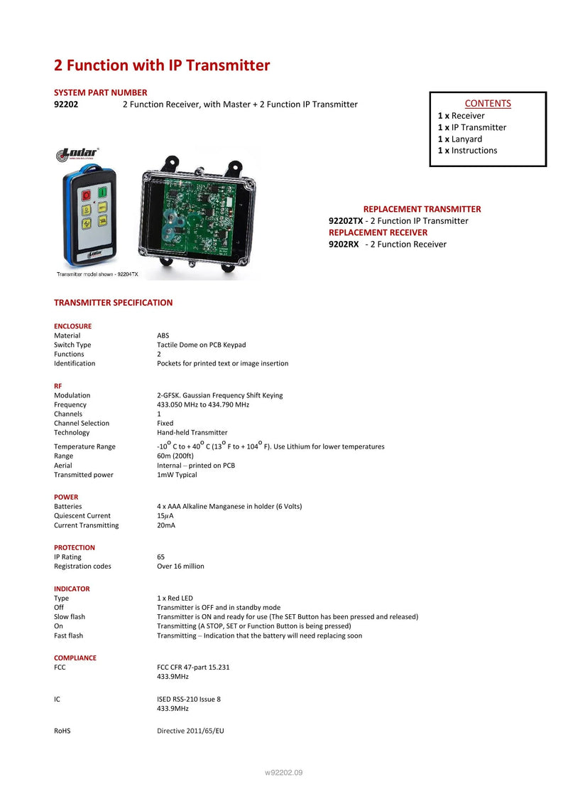 92202 - 2 Function with IP Transmitter  — Page 1