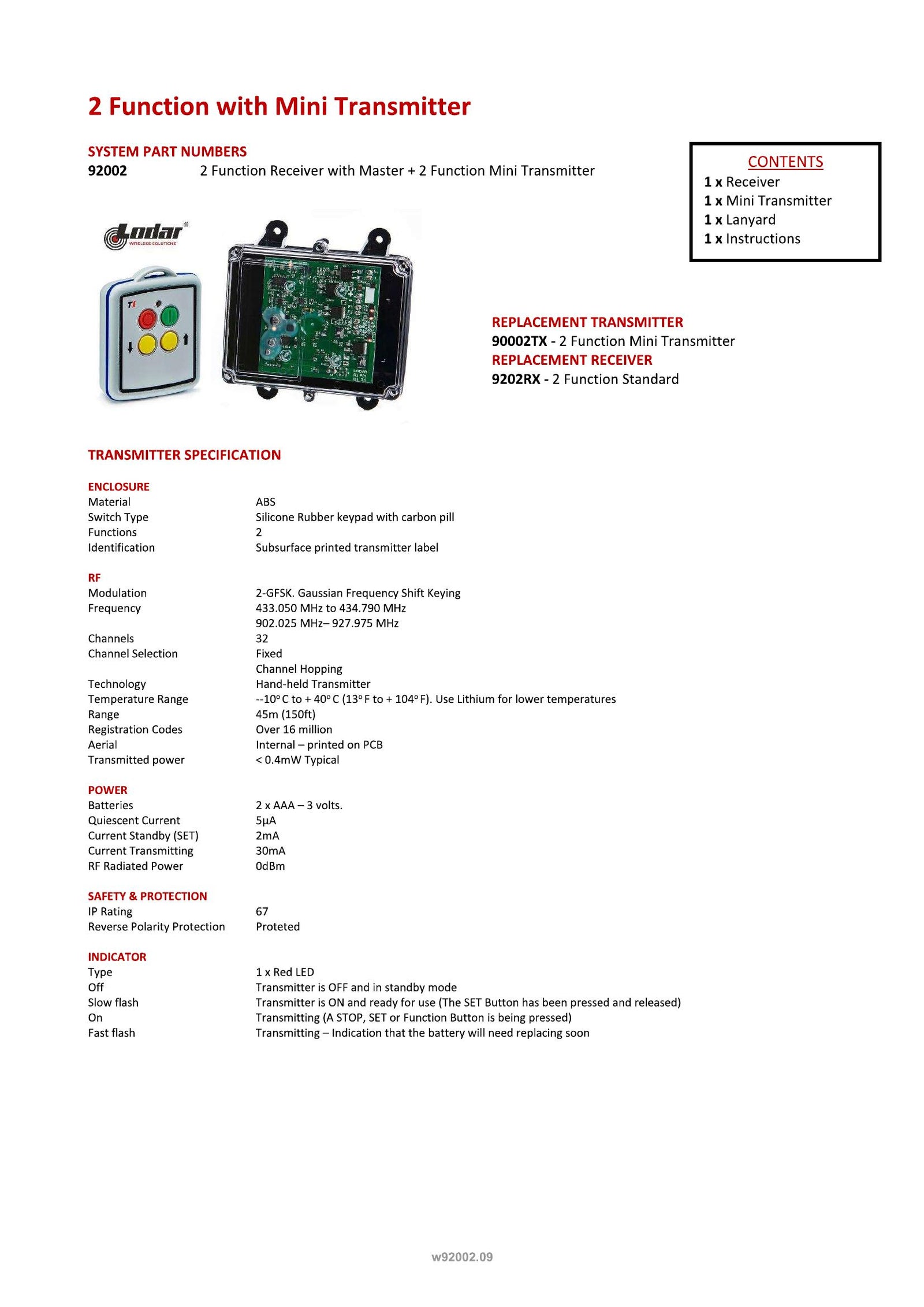 92002 - 2 Function Mini with Master - Page 1
