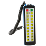 The Lodar LTD 20 Function Hard-Wired Remote from the 9000 Series features a coiled cable, green and red buttons, numeric and function keys. It comes with a waterproof Bulgin connector for added reliability and includes a 20-function backup capability.