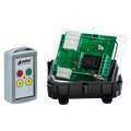 Introducing the 2 Function 110V Standard Wireless Control System by Lodar LTD, featuring a transparent circuit board case with visible green components, capable of handling up to 10 amps.