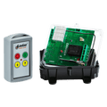 Introducing the Lodar LTD 2 Function 110V Standard Wireless Control System, part of the 96 Series. This relay receiver includes a remote control and features a "danger" labeled circuit board housed within a transparent cover.