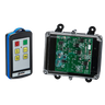 Lodar LTD 2 Function IP Wireless Control System | 92 Series | FET Receiver: A remote control device positioned beside a transparent electronic circuit board encased in a black housing.