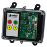 The 2 Function Lodar Replacement FET Keypad Receiver from Lodar LTD, part of the 92 Series and with no master output, includes a circuit board and an integrated keypad featuring buttons and a logo on the front panel, offering an IP54 rating for enhanced protection.