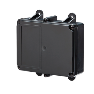 A rectangular black electrical junction box equipped with mounting brackets, designed to be compatible with the Lodar LTD 2 Function Lodar Replacement Relay Receiver from the 90 Series, includes 5 amp relays for consistent performance across a range of applications.
