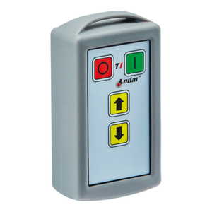 The 2 Function Lodar Replacement Standard Transmitter from Lodar LTD boasts a sleek design with red and green buttons, yellow arrows for intuitive navigation, and a stylish logo. This remote control is specifically designed to be compatible with 11 Series systems, making it an ideal replacement transmitter for seamless operation.