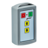 The 2 Function Lodar Replacement Standard Transmitter from Lodar LTD boasts a sleek design with red and green buttons, yellow arrows for intuitive navigation, and a stylish logo. This remote control is specifically designed to be compatible with 11 Series systems, making it an ideal replacement transmitter for seamless operation.
