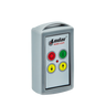 The gray remote control from Lodar LTD, featuring their branding on top, includes four colored buttons: red, green up, yellow down, and black. It is compatible with the 2 Function Lodar Replacement Standard Transmitter from the 9000 Series.