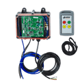 The Lodar Service 2 Function Standard Wireless Actuator Control System (92 Series, FET Air Receiver, no actuators) features an electronic control box with exposed circuit board, black cables, and a remote for seamless valve control and pneumatic actuator compatibility.