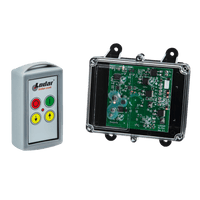 The 92 Series 2 Function Standard Wireless Control System by Lodar LTD features buttons and an electronic circuit board encased in a transparent shell, exemplifying a sleek wireless control solution.