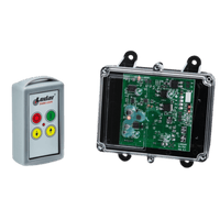 A Lodar LTD 92 Series 2 Function Standard Wireless Control System features a durable FET Receiver with buttons and an exposed electronic circuit board, all encased in a transparent plastic shell.