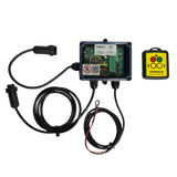 The Lodar LTD 2 Function Wireless Control System for Dump Trailer includes an electronic control box, cables, and a yellow remote with colored buttons for use with KTI hydraulic pumps in dump trailer wireless applications.