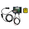 The Lodar LTD 2 Function Wireless Control System for Dump Trailer includes an electronic control box, cables, and a yellow remote with colored buttons for use with KTI hydraulic pumps in dump trailer wireless applications.