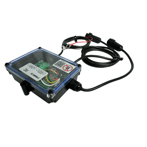 The Lodar LTD 2 Function Wireless Control System for Dump Trailer features a clear plastic electronic control box with visible wiring and black cables, ideal for pairing with a KTI hydraulic pump or wireless setup.